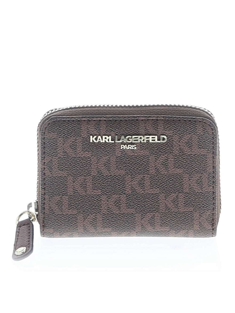 Karl Lagerfeld Brown Monogram Zip Wallet